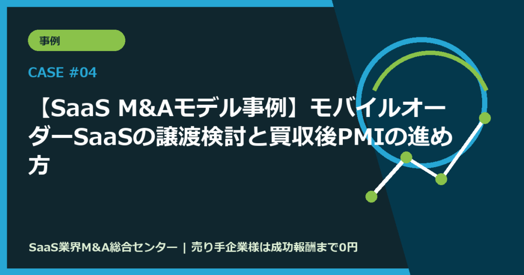 【SaaS M&Aモデル事例】モバイルオーダーSaaSの譲渡検討と買収後PMIの進め方