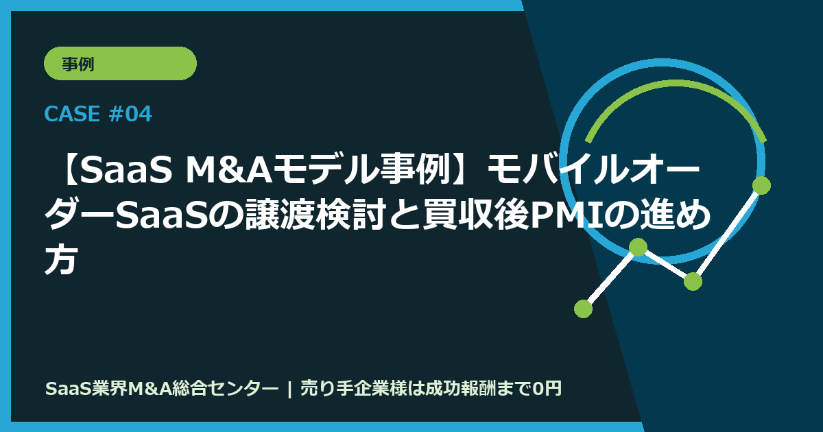 【SaaS M&Aモデル事例】モバイルオーダーSaaSの譲渡検討と買収後PMIの進め方