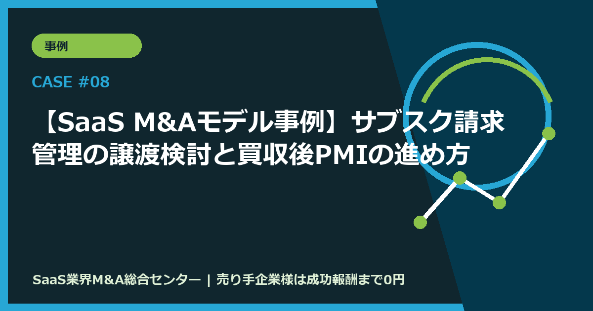 【SaaS M&Aモデル事例】サブスク請求管理の譲渡検討と買収後PMIの進め方