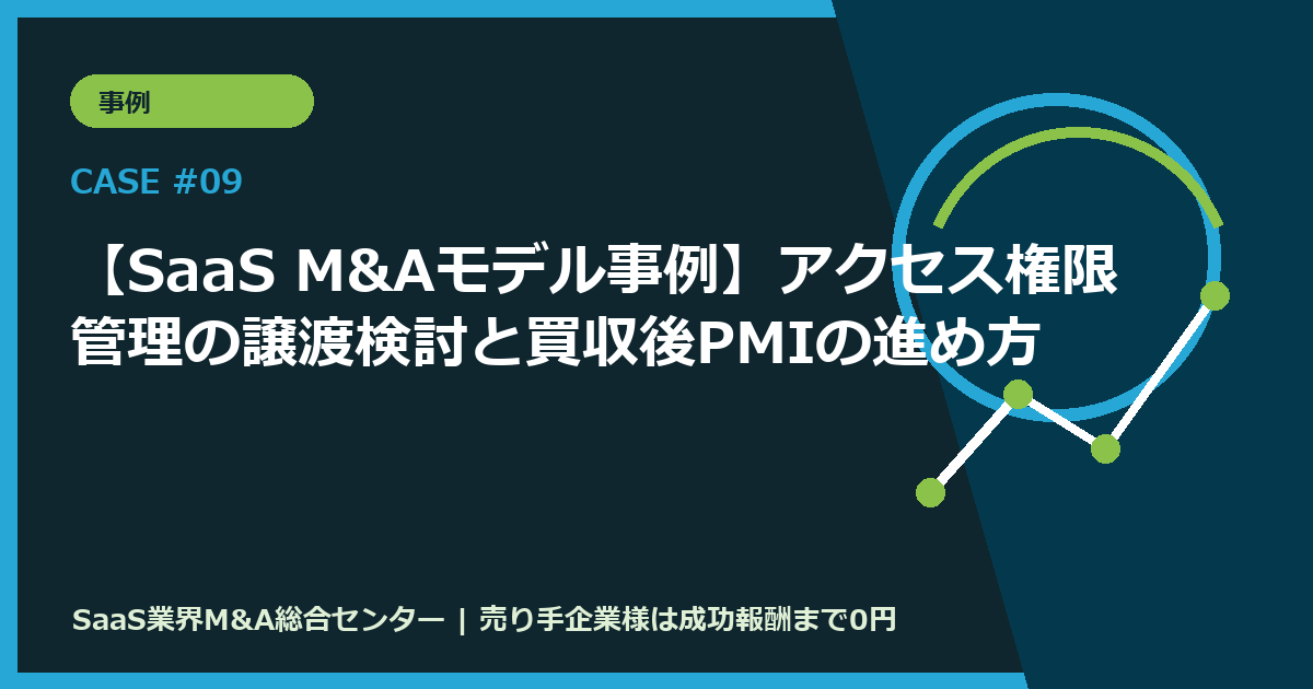 【SaaS M&Aモデル事例】アクセス権限管理の譲渡検討と買収後PMIの進め方