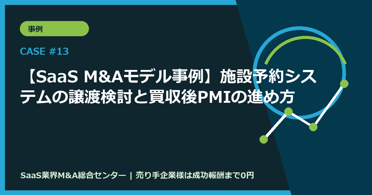 【SaaS M&Aモデル事例】施設予約システムの譲渡検討と買収後PMIの進め方