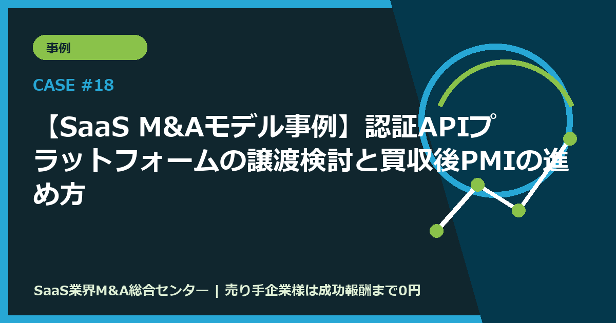 【SaaS M&Aモデル事例】認証APIプラットフォームの譲渡検討と買収後PMIの進め方