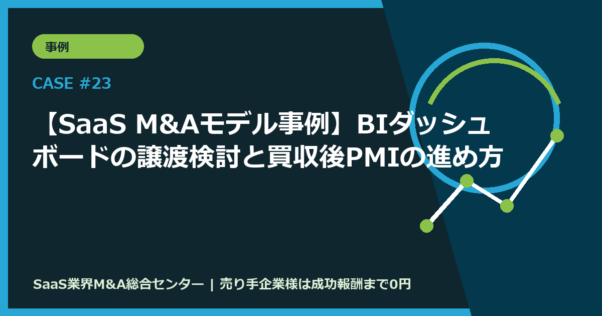 【SaaS M&Aモデル事例】BIダッシュボードの譲渡検討と買収後PMIの進め方